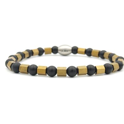 Bracelet Enam onyx-hematite (6mm), gold