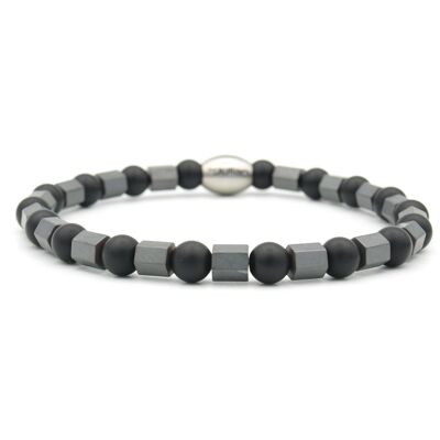 Bracelet Enam onyx-hematiet (6mm), antraciet