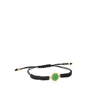 Bracelet en or et cordon Herbe avec nacre verte