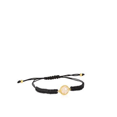 Gold bracelet and Pearl cord with white mother-of-pearl
