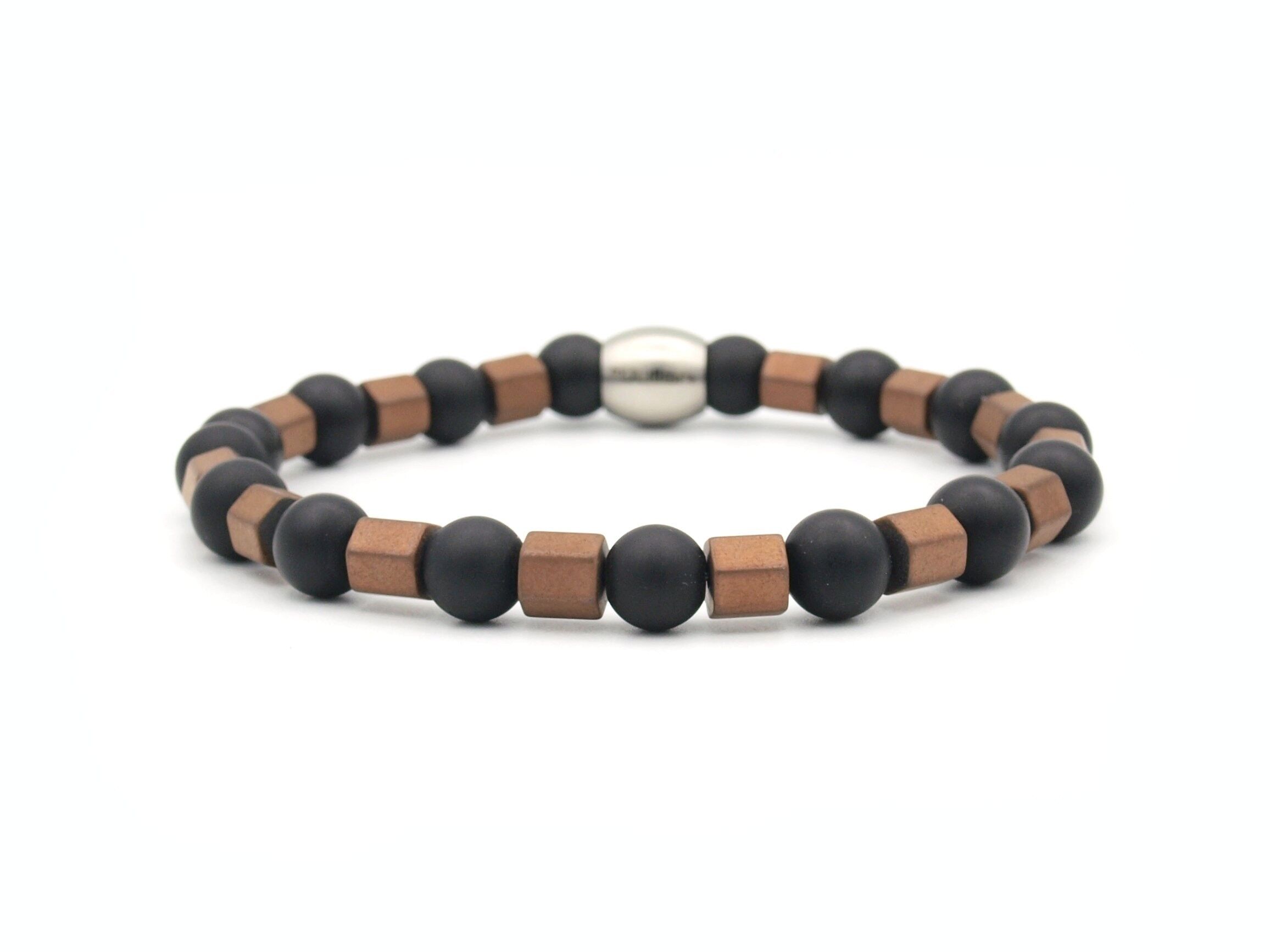 Bracelet Nane onyx-hematite bronze (8mm)