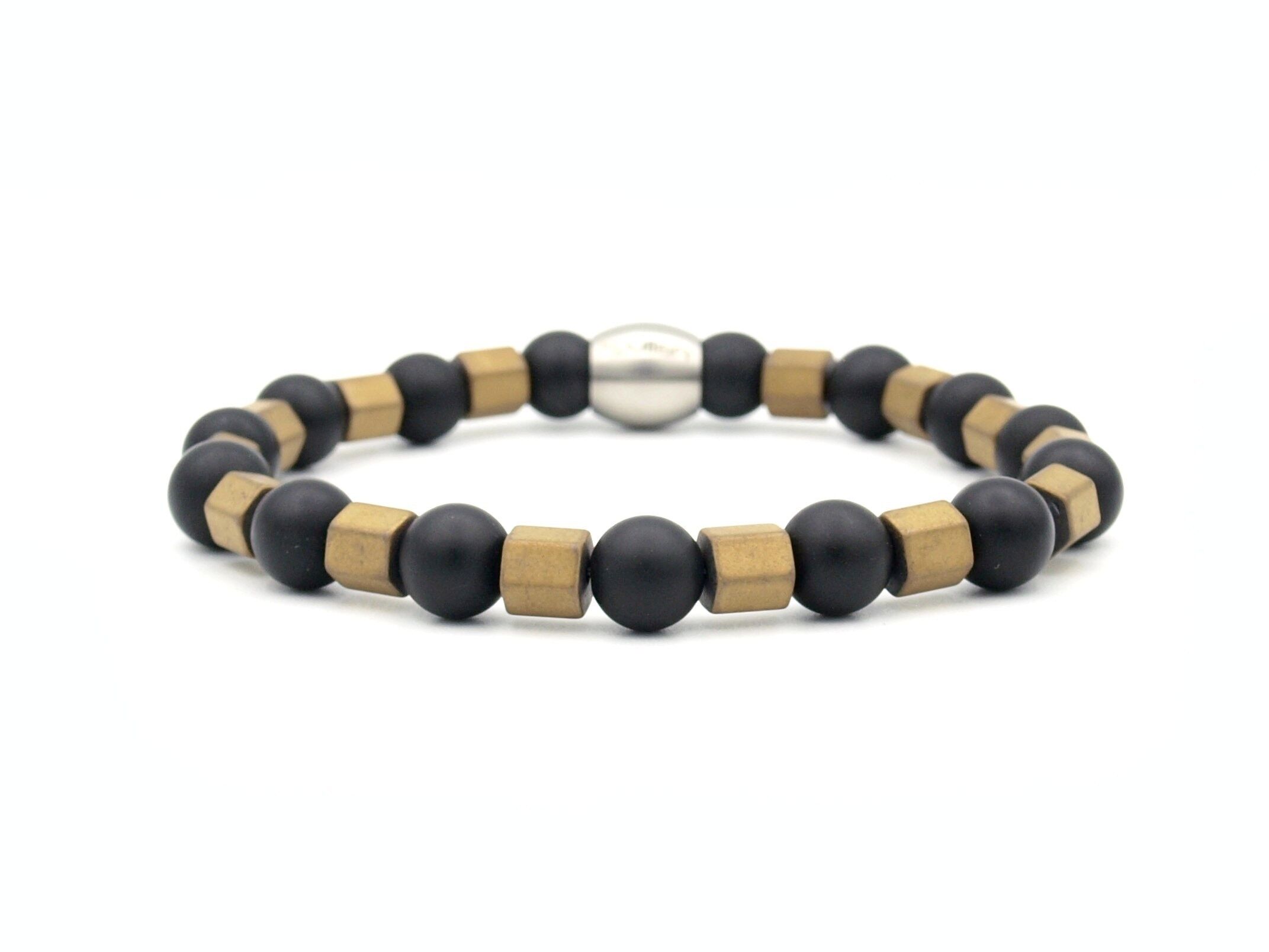 Bracelet Nane onyx-hematite gold (8mm)