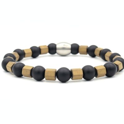 Bracelet Nane onyx-hématite or (8mm)