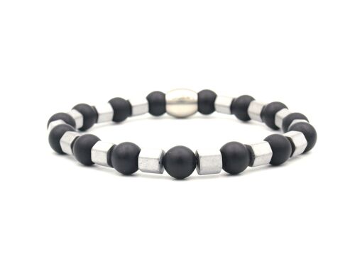 Bracelet Nane onyx-hematiet zilver (8mm)