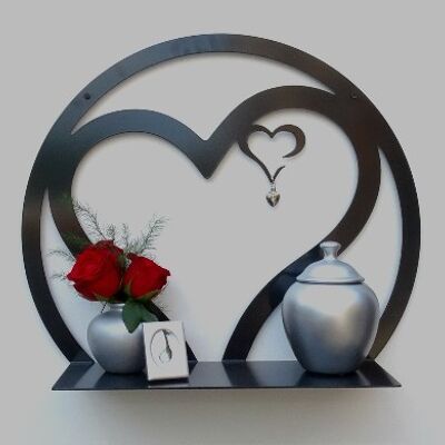 Memory holder for the wall - heart 50cm - Anthracite/Black RAL 7021