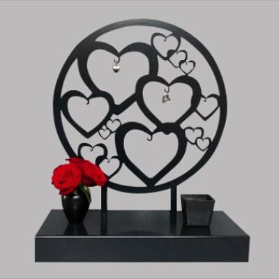 Urn with hearts - coated steel - (3L) - Anthracite/Black RAL 7021