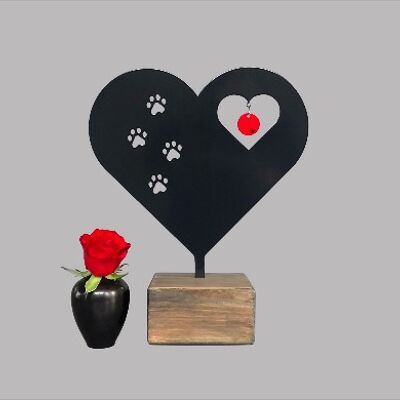 Urn voor hond of kat – hart met pootjes (0,015L) - Antraciet/Zwart RAL 7021 Antraciet