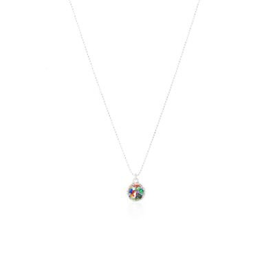 Tour de cou en argent avec pendentif Rainbow avec nacre multicolore