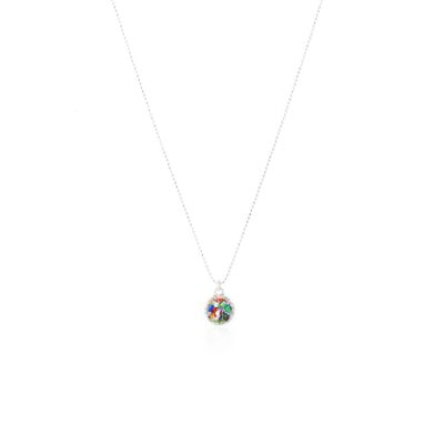 Silver choker with Rainbow pendant with multicolored mother of pearl