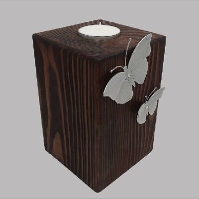 Houten urn met afbeelding van gecoat staal (0,015L) - Poes met vlinder Een optie kiezen