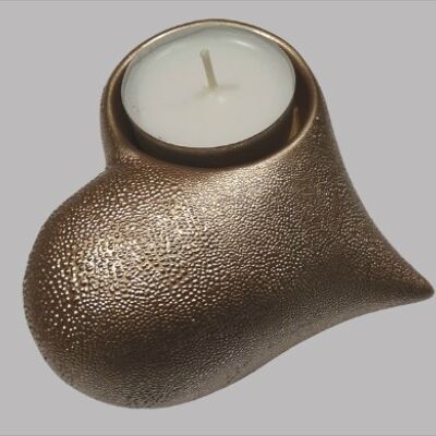 Urna de cerámica - corazón - vela de té - (0,150L) - color champán
