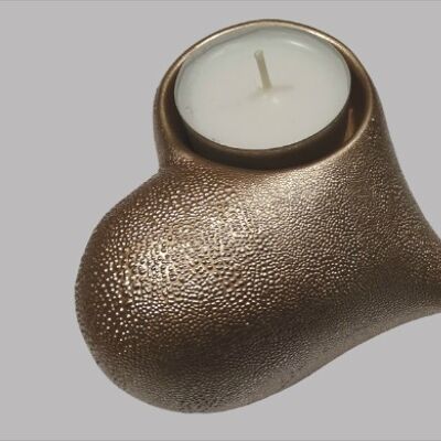 Keramikurne – Herz – Teelicht – (0,150L) - Silber
