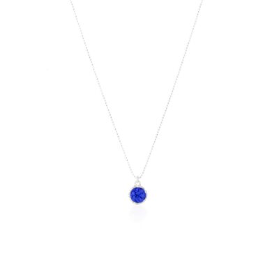 Collier ras de cou en argent avec pendentif Klein rond avec nacre bleue