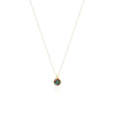 Gold choker with Rainbow pendant with multicolored mother-of-pearl