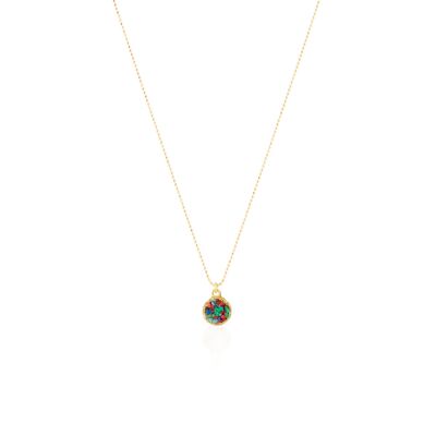 Girocollo in oro con pendente Arcobaleno con madreperla multicolore