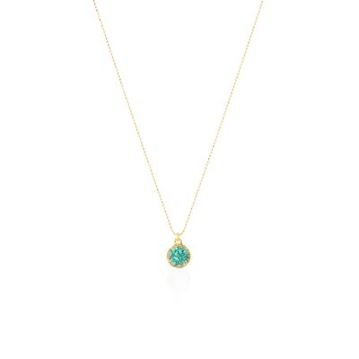 Gold choker with round pendant Travel with turquoise