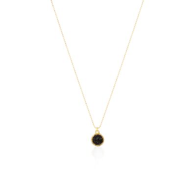 Gold choker with round pendant Night with black mother-of-pearl