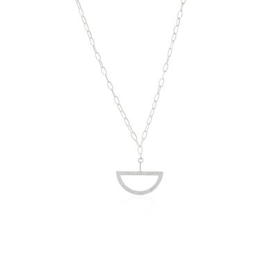 Silver necklace with Semicircular Seesaw pendant