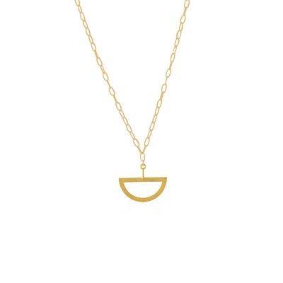 Gold necklace with Semicircular Seesaw pendant