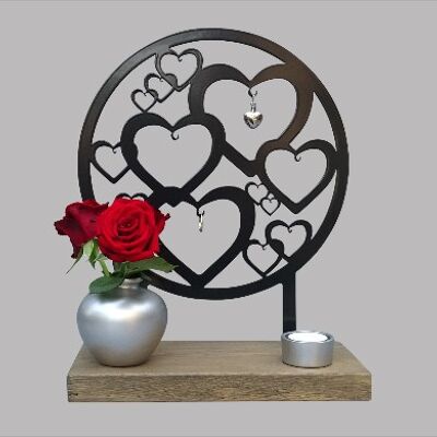 Ash image – multiple hearts – coated steel (0.020L) - Walnut Anthracite/Black RAL 7021