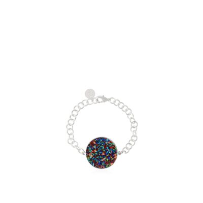 Iris silver bracelet with multicolored mother-of-pearl