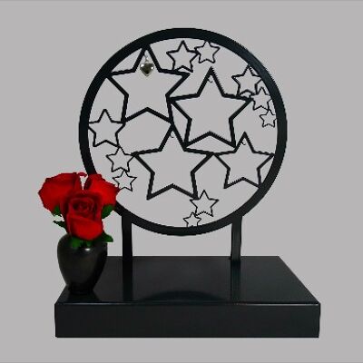 Urn statue stars in color coated steel (3L) - Anthracite/Black RAL 7021
