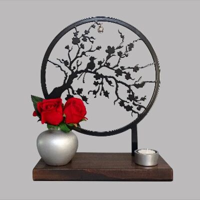 Mini urne fleur de cerisier du Japon – socle bois (0.020L) - Anthracite Anthracite/Noir RAL 7021
