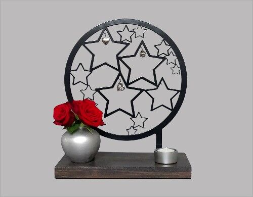 Gedenk urn met sterretjes – gecoat staal (0,020L) - Antraciet Antraciet/Zwart RAL 7021