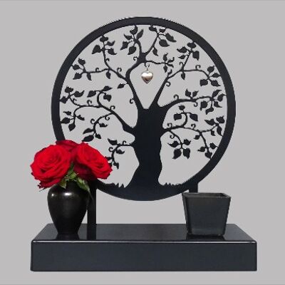 Modern tree of life urn of coated steel (3L) - Anthracite/Black RAL 7021
