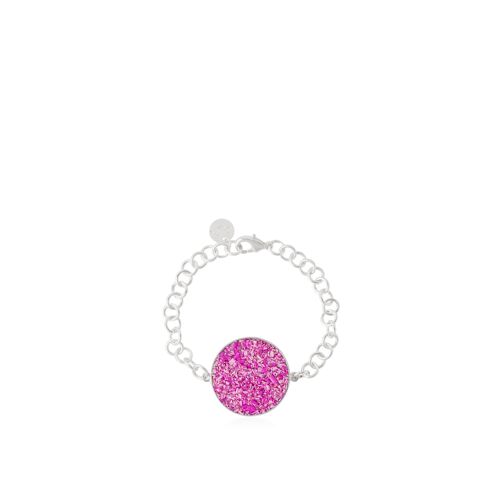 Pulsera de plata Flora con nácar fucsia