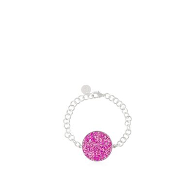 Flora silver bracelet with fuchsia mother-of-pearl