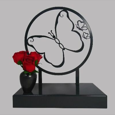 Butterfly urn of coated steel - adult person (3+L) - Anthracite/Black RAL 7021