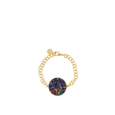 Iris gold bracelet with multicolored mother-of-pearl