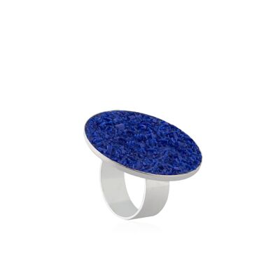 Selene silver ring with blue mother-of-pearl