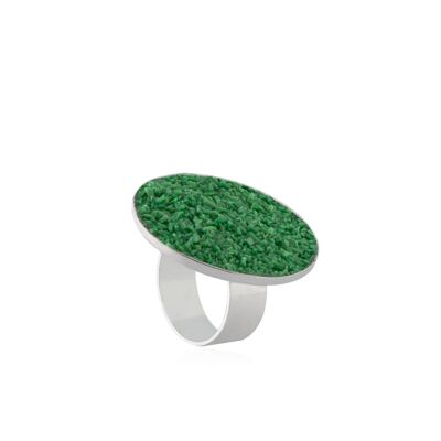Demeter silver ring with green mother-of-pearl