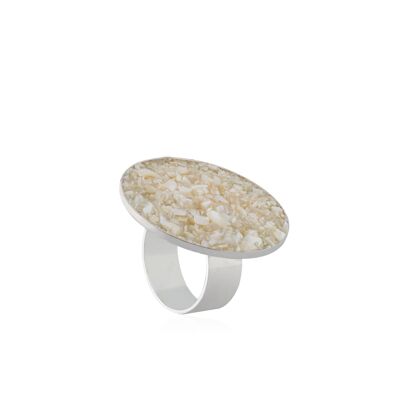 Aphrodite silver ring with white mother-of-pearl