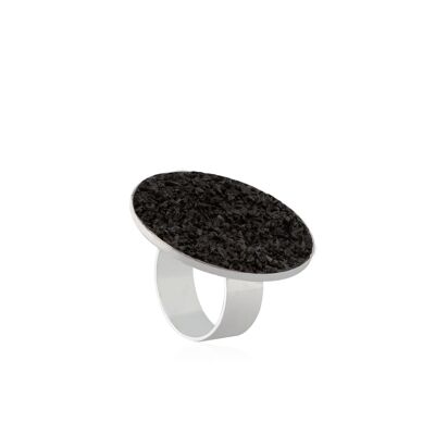 Silberner Nix-Ring mit schwarzem Perlmutt