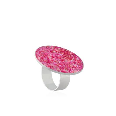 Anello Athena in argento con madreperla rosa