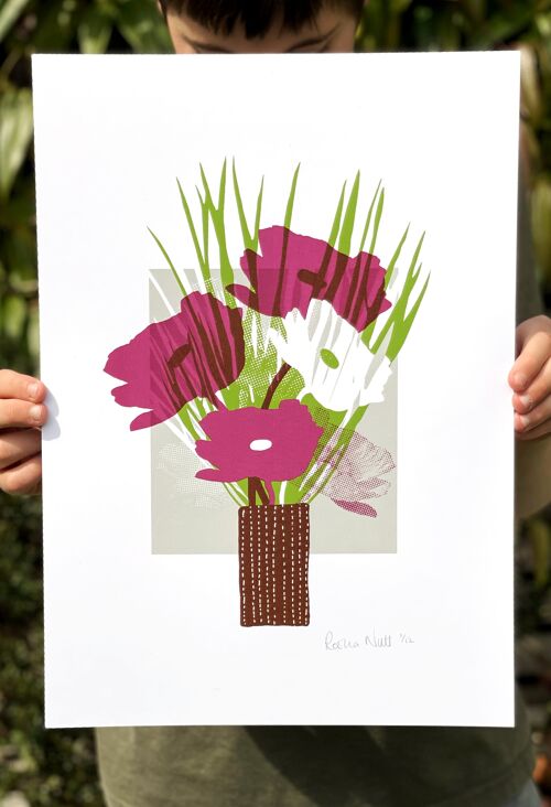 Palm and Poppies (Plum)