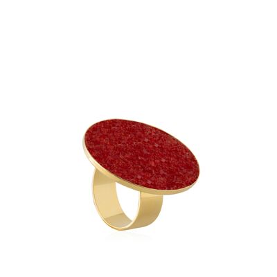 Anillo oro Estia con nácar rojo