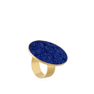 Anillo oro Selene con nácar azul