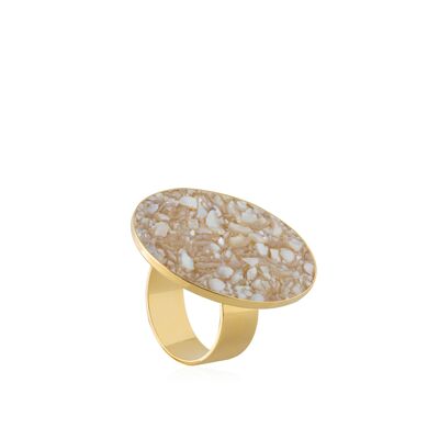 Aphrodite gold ring with white mother-of-pearl