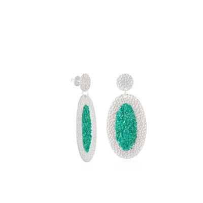 Boucles d'oreilles Anais ovales en argent avec pierre turquoise