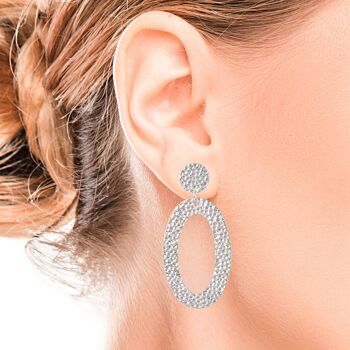 Boucles d'oreilles Aphrodite ovales en argent avec nacre blanche 2
