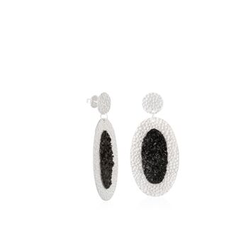 Boucles d'oreilles Nix ovales en argent avec nacre blanche 1