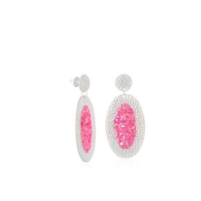 Boucles d'oreilles Athena ovales en argent avec nacre rose