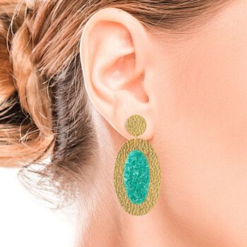Boucles d'oreilles ovales en or Anais avec pierre turquoise 2