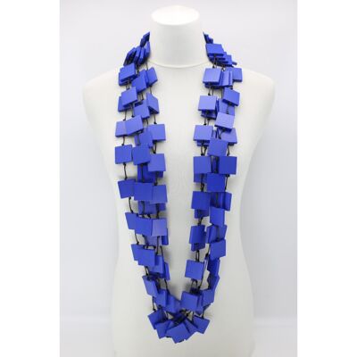 5 strand 3 x 3 Squares Necklace - Cobalt Blue