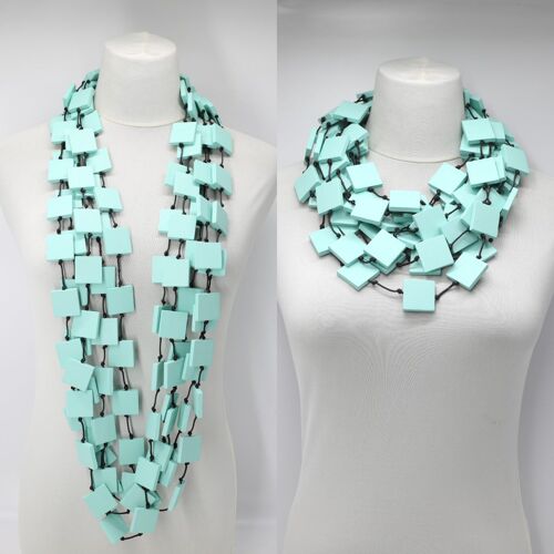 5 strand 3 x 3 Squares Necklace - Turquoise