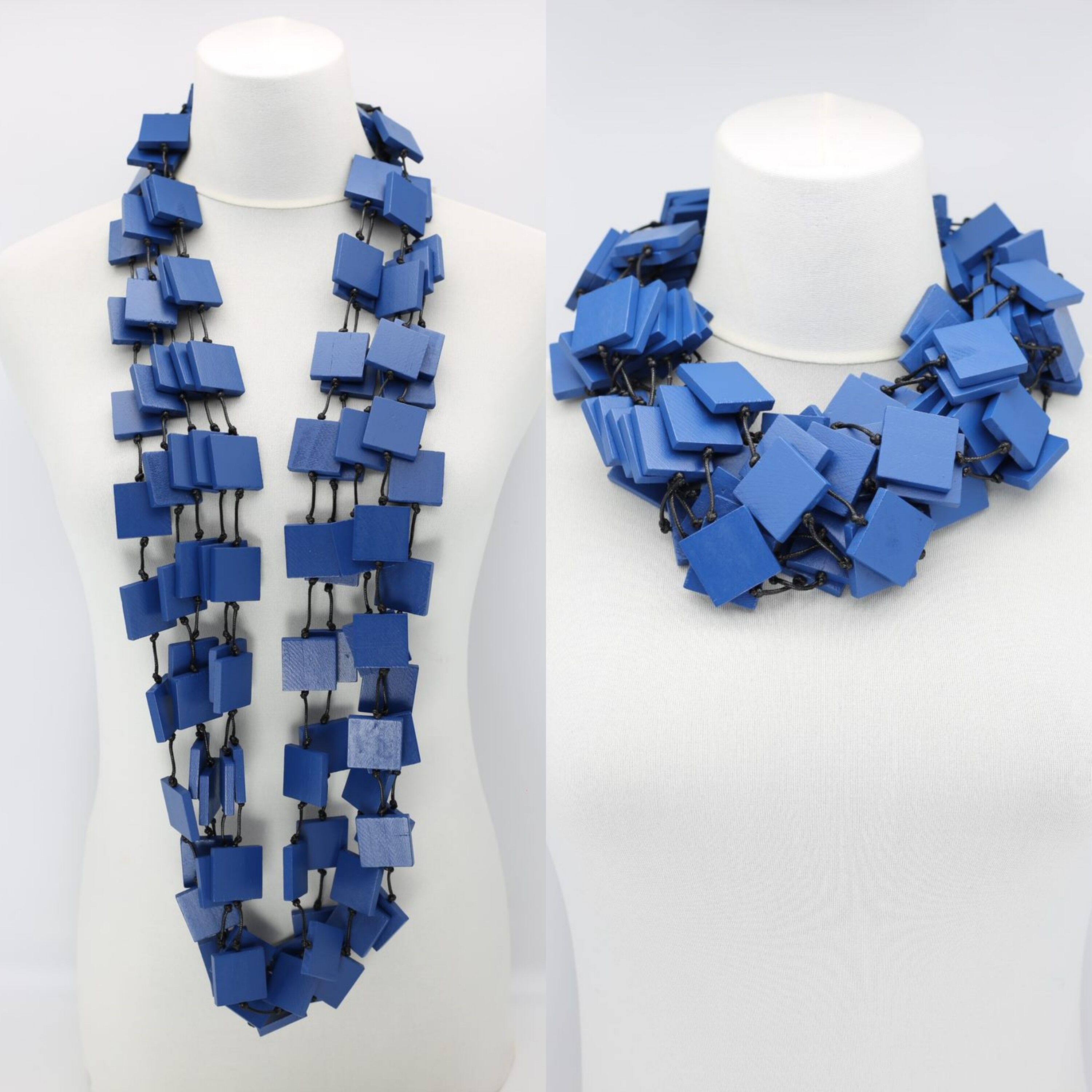 Collana 5 fili 3 x 3 quadrati - Pantone Classic Blue